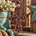 Leopard print cross car freshie in brown and black glitter