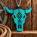 Bull Skull Car Freshie - Teal Glitter