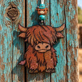 Highland Cow Car Freshie - Brown with Pink Ears and Beads