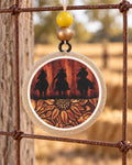 Cowboys and sunflower round cardstock freshie with western silhouette design