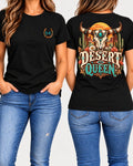 Desert Queen tee in black front and back