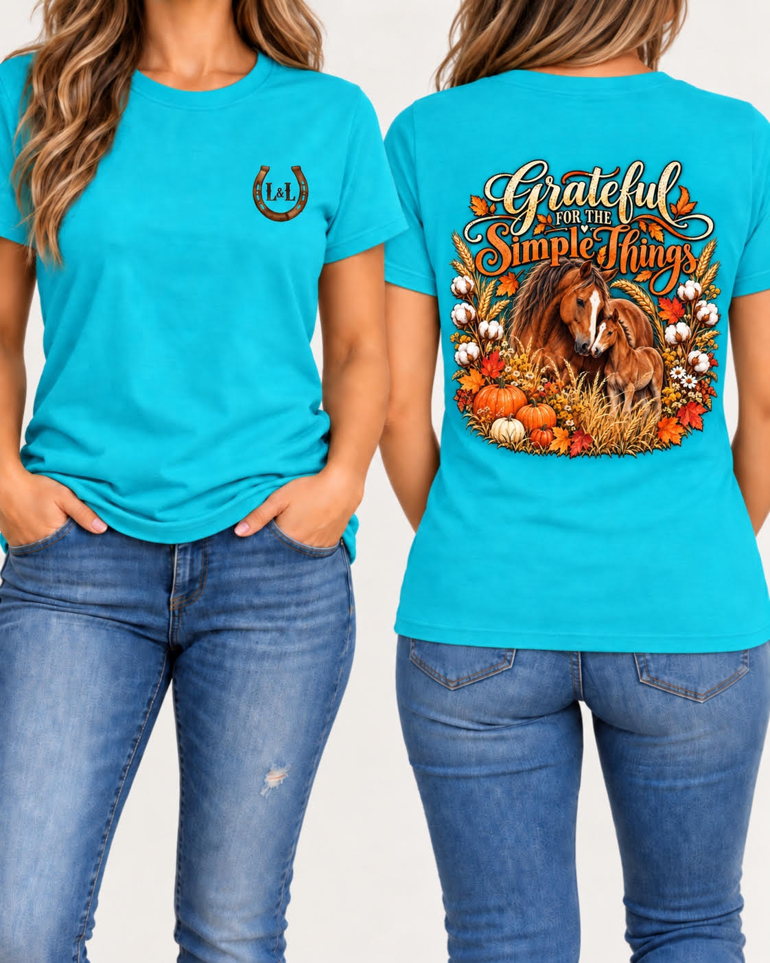 Grateful for the Simple Things Tee - Turquoise