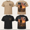 Patriotic Cowboy T-Shirt - Tan and Black