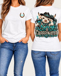 Sassy and Caffeinated tee in white front and back