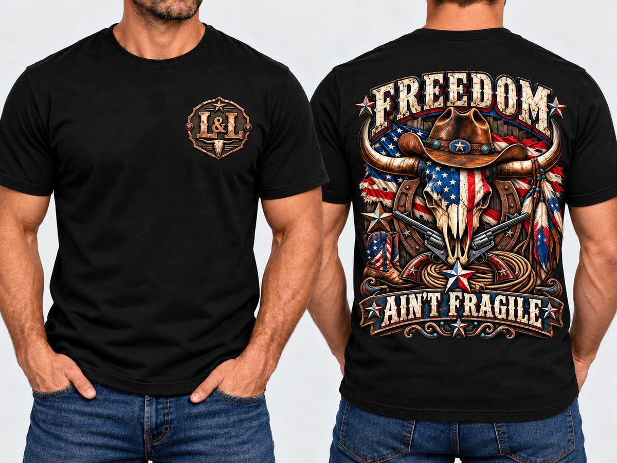 Freedom Ain't Fragile - Black, front and back view