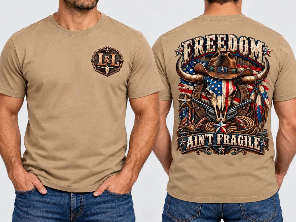 Freedom Ain't Fragile - Tan, front and back view