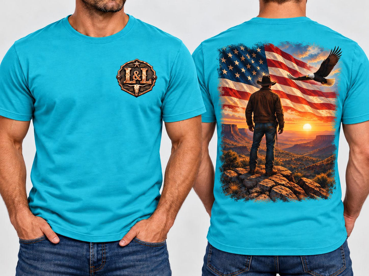 Patriotic Cowboy - Turquoise, front and back view
