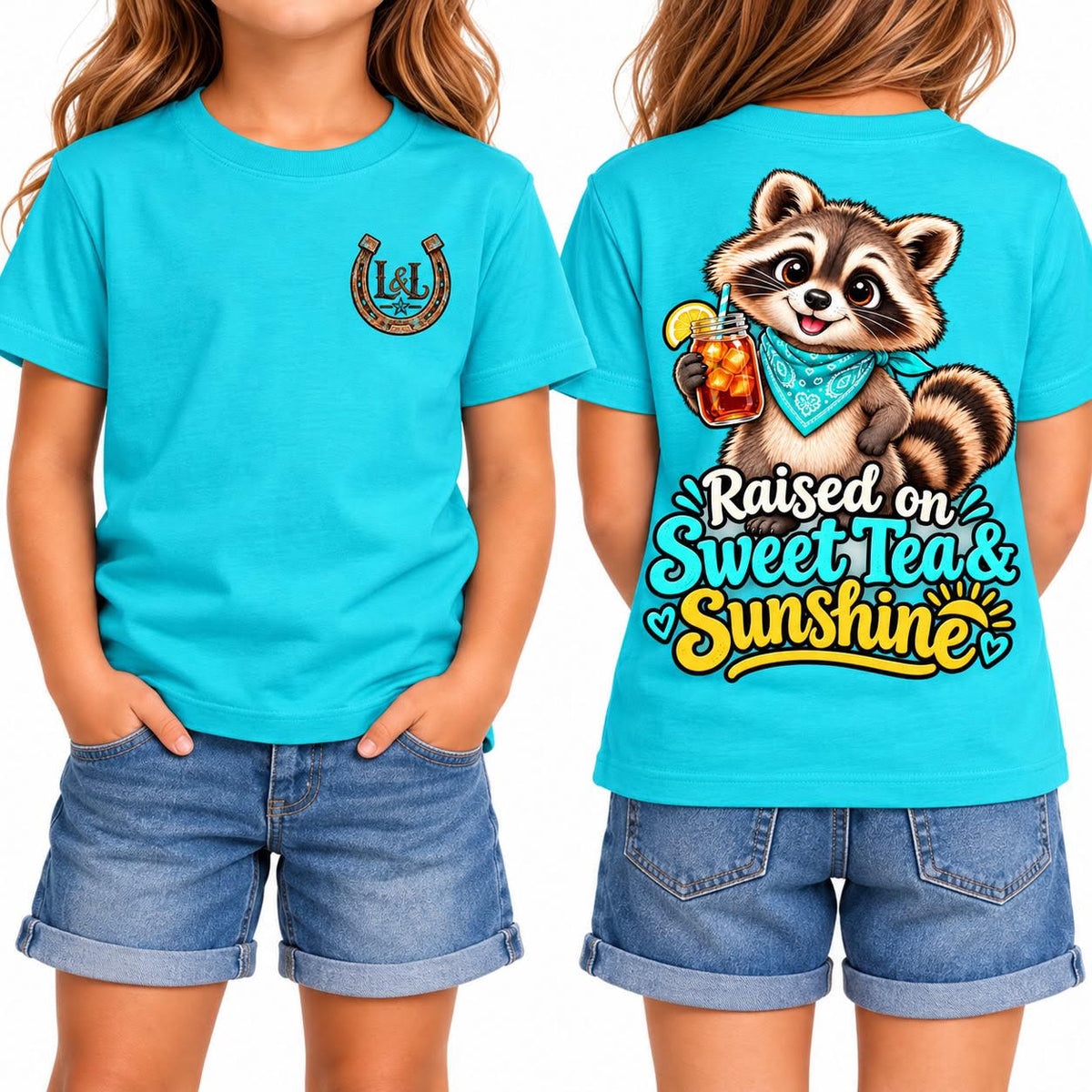 Raised on Sweet Tea & Sunshine tee in Turquoise