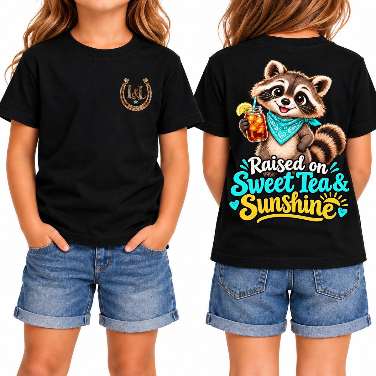 Raised on Sweet Tea & Sunshine tee in Black