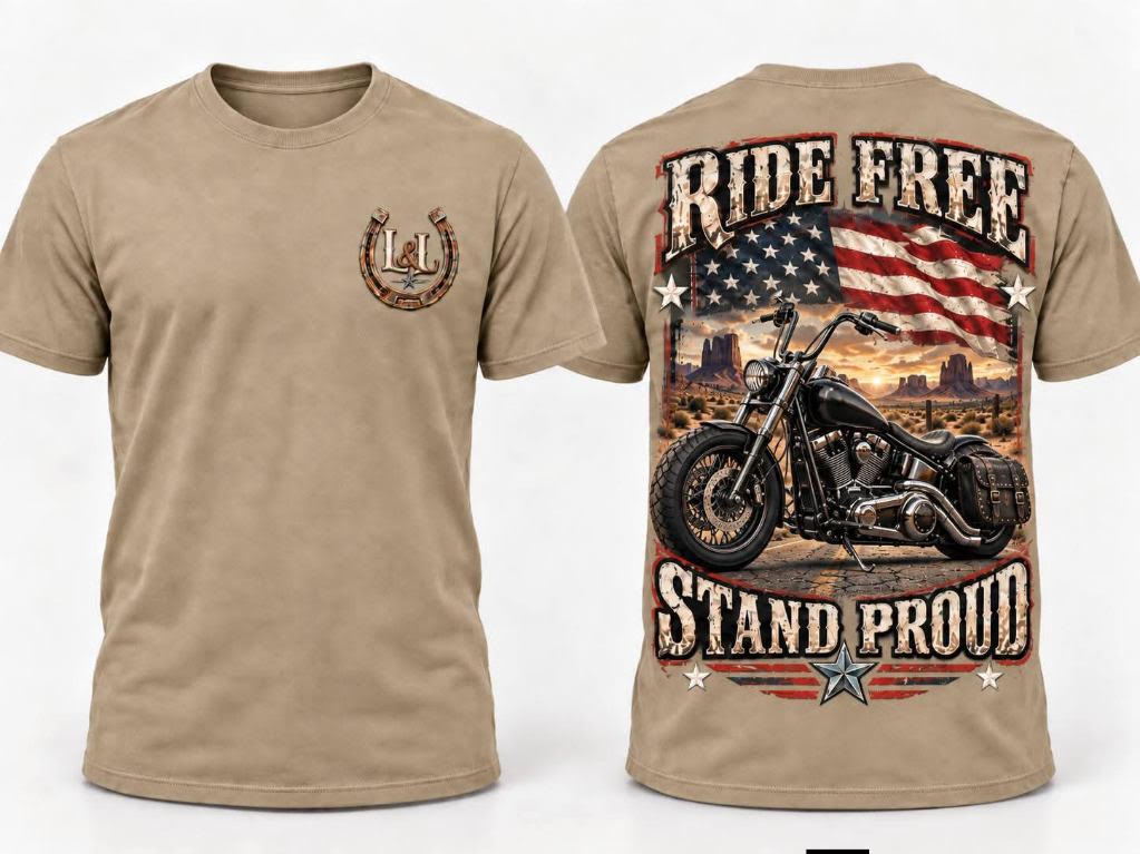 Ride Free Stand Proud T-Shirt - Tan