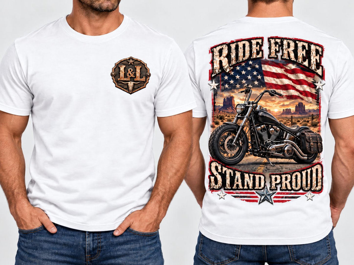 Ride Free Stand Proud - White, front and back view
