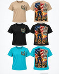 She Ain't Made to Bow Short Sleeve T-Shirt - Tan, Black, Turquoise