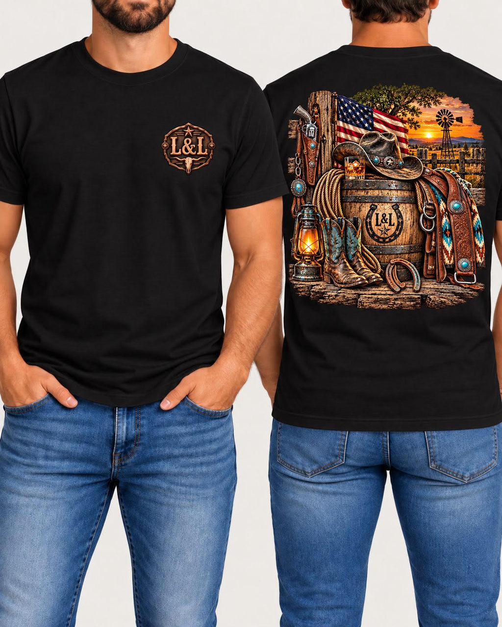 Whiskey Sippin & Tennessee Livin men's tee in black front and back